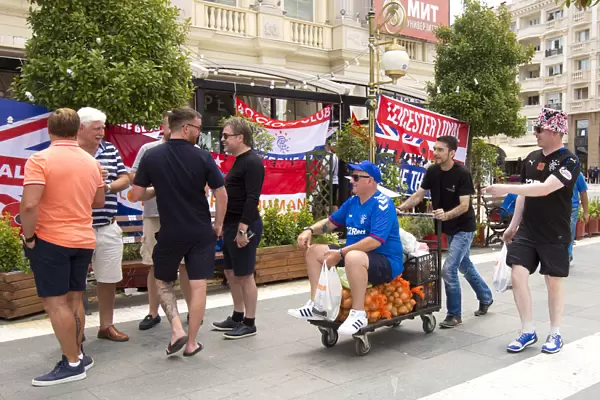 Rangers Fans Unite in Skopje's Square: Pursuing Europa League Victory as 2003 Scottish Cup Champions
