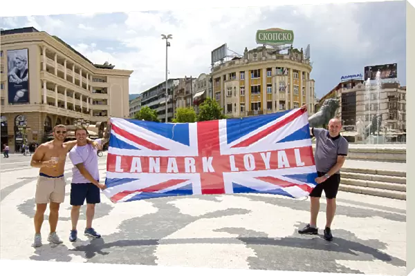 Rangers Fans Rally in Skopje's Square Before Europa League Clash Against FK Shkupi: Scottish Cup Champions (2003)