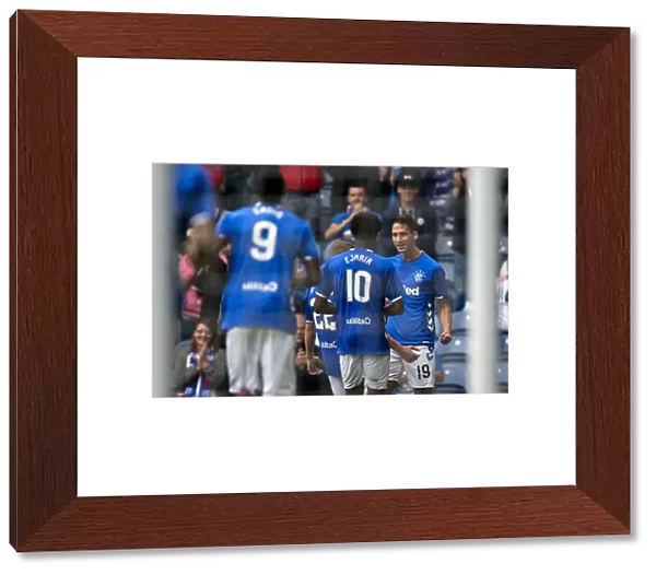 Rangers FC: Nikola Katic Scores and Celebrates with Team Mates at Ibrox Stadium