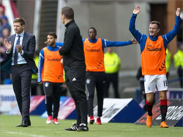 Rangers: Gerrard, Halliday, and Goldson's Euphoric Goal Celebration (Scottish Premiership)