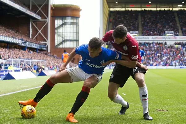 Rangers Nikola Katic Protects the Ball at Ibrox: Ladbrokes Premiership Clash vs St. Mirren