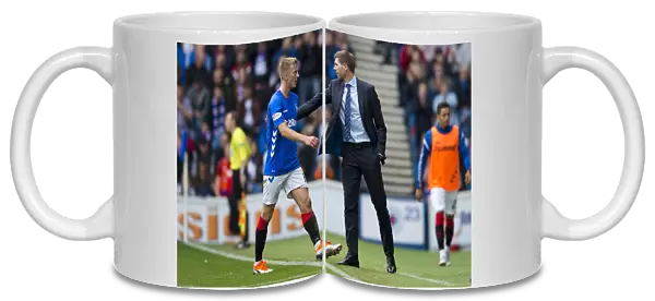 Steven Gerrard Consoles Ross McCrorie After Red Card: Rangers Football Club, Ladbrokes Premiership, Ibrox Stadium