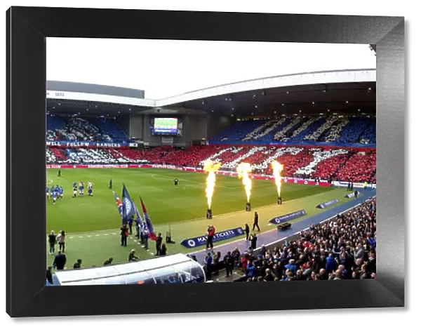 Passionate Rangers FC Fans Unite at Ibrox Stadium: A Sea of Cards for the Ladbrokes Premiership Clash vs St. Mirren