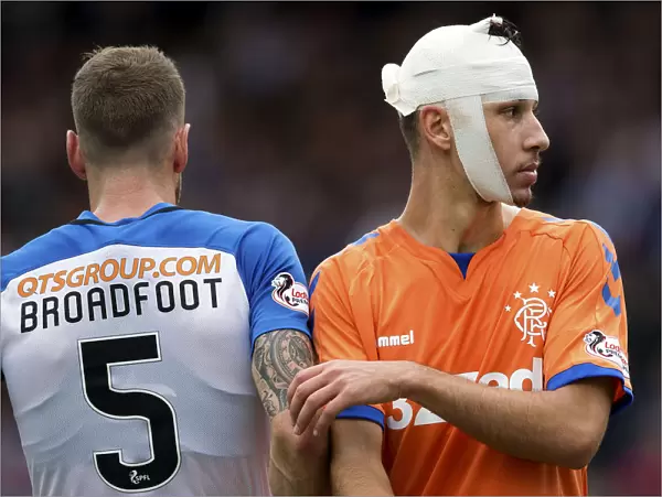 Injured Rangers Defender Nikola Katic at Rugby Park: Betfred Cup Clash - Head Bandaged