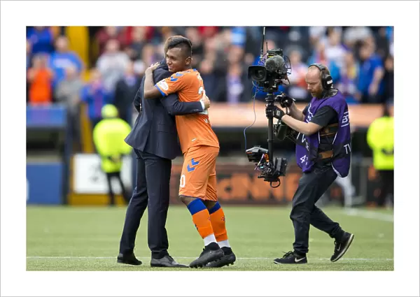 Rangers Victory Celebration: Steven Gerrard and Alfredo Morelos Embrace at Rugby Park