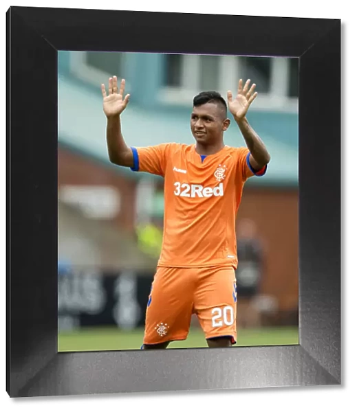 Rangers Alfredo Morelos Celebrates Betfred Cup Victory with Adoring Fans at Rugby Park