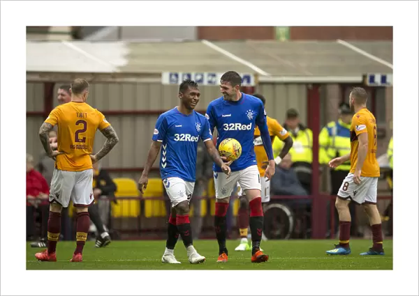 Light-Hearted Banter: Morelos and Lafferty Share a Moment of Fun during Motherwell vs Rangers Match