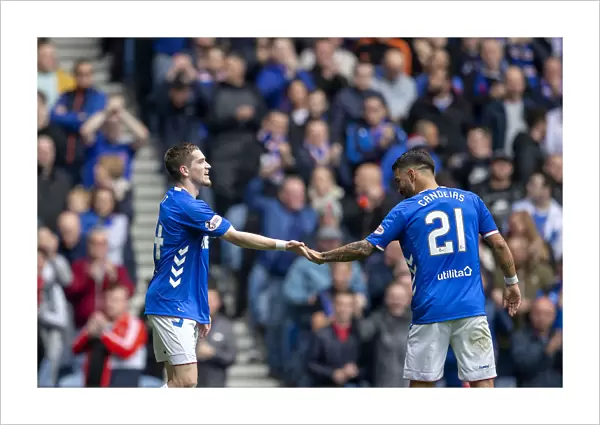 Rangers Ryan Kent and Daniel Candeias Celebrate Goal: Rangers vs Dundee, Ladbrokes Premiership, Ibrox Stadium