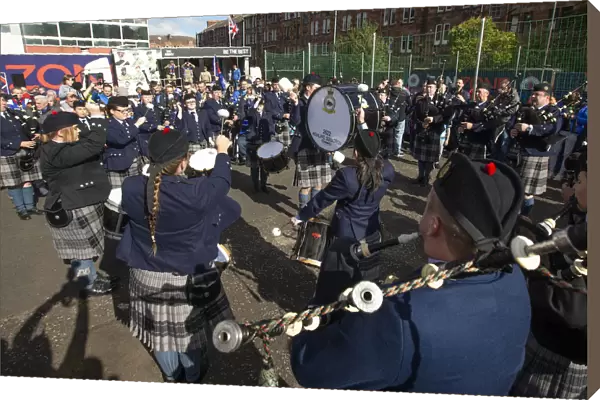 Rangers vs St. Johnstone: Electrifying Fan Zone at Ibrox Stadium with RAF Pipe Bands & Drums