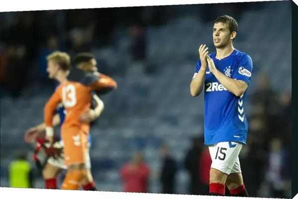 Rangers Jon Flanagan Celebrates Betfred Cup Quarterfinal Victory over Ayr United: Ibrox Fans Salute