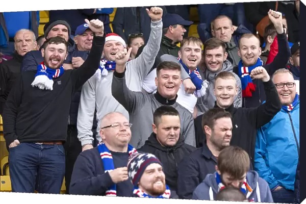 Rangers Fans Triumphant Roar: Scottish Premiership Victory at Livingston's Tony Macaroni Arena (Scottish Cup Champions 2003)