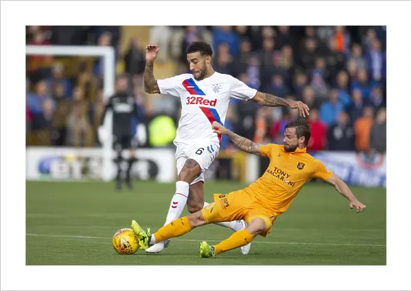 Rangers vs Livingston: Connor Goldson Tackled by Keaghan Jacobs in Ladbrokes Premiership Clash at Tony Macaroni Arena