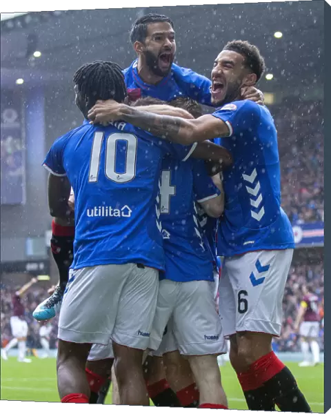 Rangers Celebrate Kent's Goal: Rangers v Hearts, Ladbrokes Premiership, Ibrox Stadium