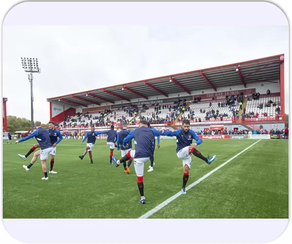 Rangers Players Warm Up Ahead of Hamilton Academical Clash at Hope Central Business District Stadium