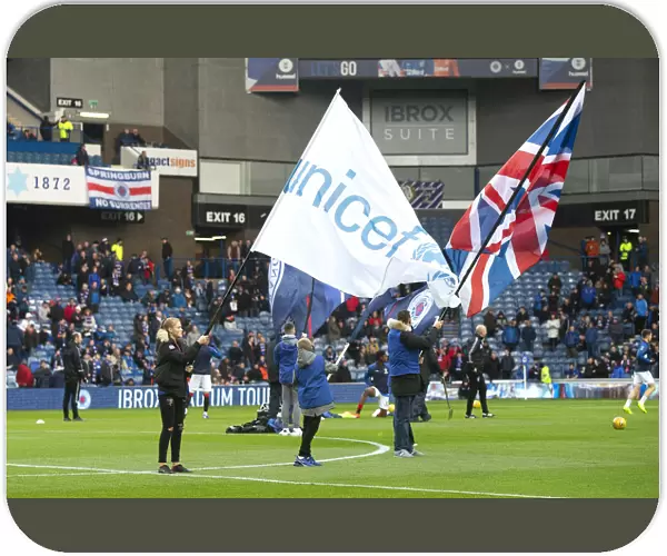 Rangers Players Wear UNICEF T-Shirts During Warm-Up at Ibrox Stadium - Ladbrokes Premiership Match vs Livingston