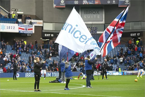 Rangers Players Wear UNICEF T-Shirts During Warm-Up at Ibrox Stadium - Ladbrokes Premiership Match vs Livingston