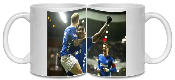 Rangers Scott Arfield and Alfredo Morelos Celebrate Goal: Rangers vs. Livingston, Ladbrokes Premiership, Ibrox Stadium