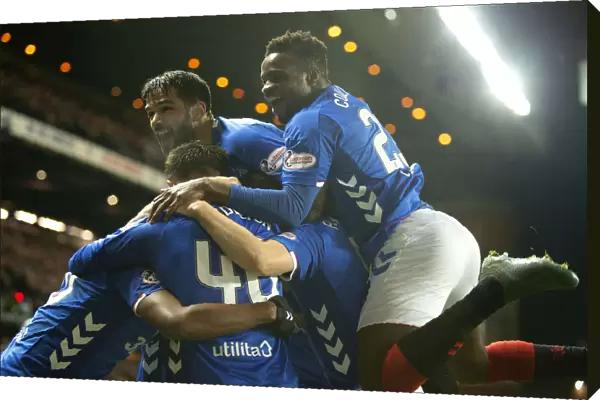 Rangers Celebrate Scott Arfield's Goal Against Livingston in the Ladbrokes Premiership at Ibrox Stadium