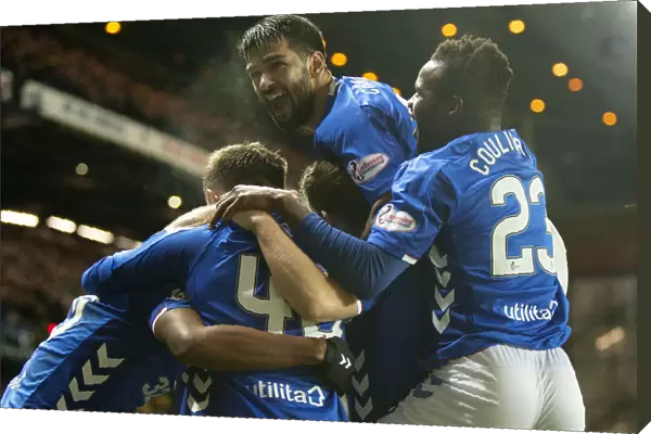 Rangers: Arfield's Goal Celebration with Candeias and Coulibaly - Ladbrokes Premiership Victory at Ibrox