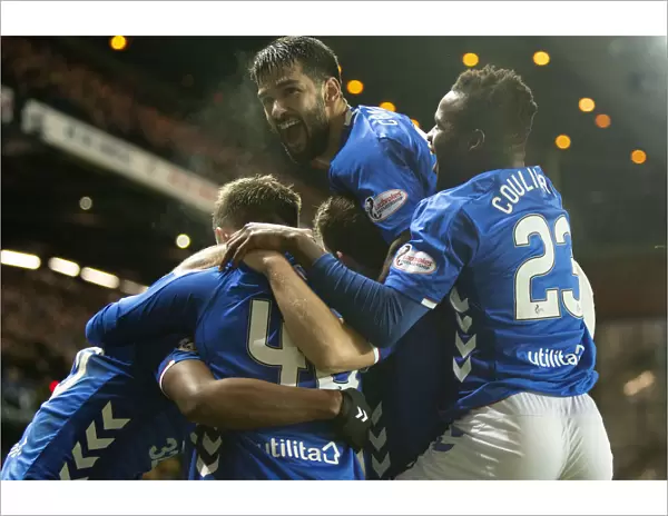Rangers: Arfield's Goal Celebration with Candeias and Coulibaly - Ladbrokes Premiership Victory at Ibrox
