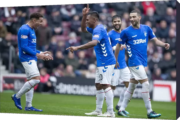 Rangers: Morelos and Teammates Celebrate Thrilling Goal at Tynecastle