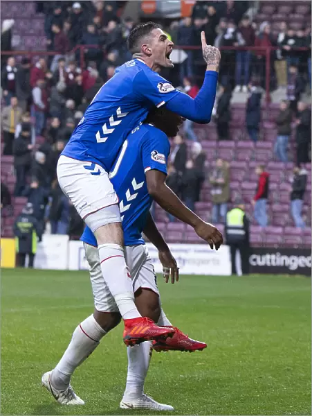 Rangers Lafferty and Morelos Celebrate Hearts Victory: Scottish Premiership at Tynecastle