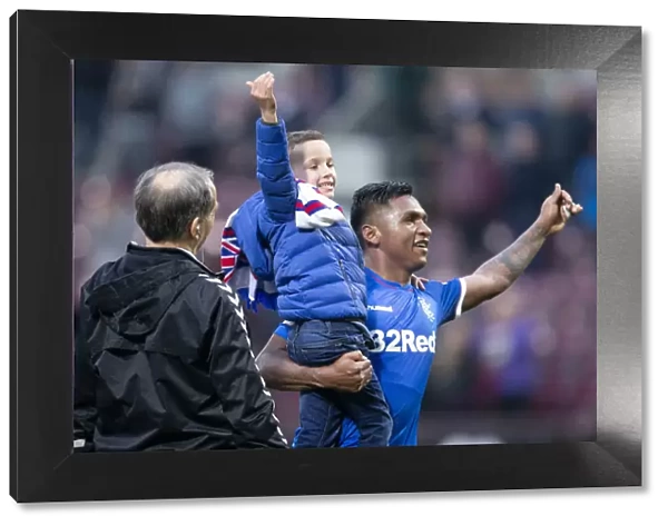 Rangers Alfredo Morelos and Ecstatic Fan: Celebrating Victory at Tynecastle (Scottish Premiership: Hearts vs Rangers)