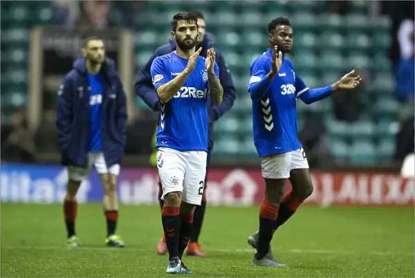 Rangers Daniel Candeias Celebrates with Fans after Hibernian Victory: Scottish Premiership at Easter Road (Scottish Cup Champions 2003)