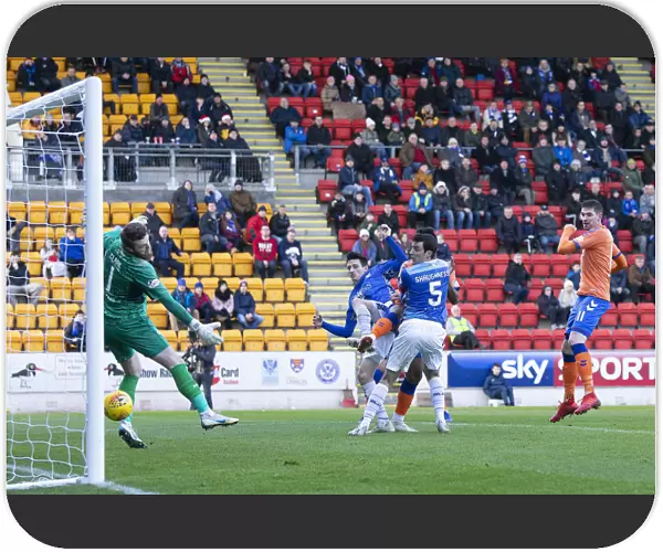 Rangers Alfredo Morelos Scores at McDiarmid Park: Scottish Premiership Clash Against St. Johnstone (2023 Scottish Cup Champions)