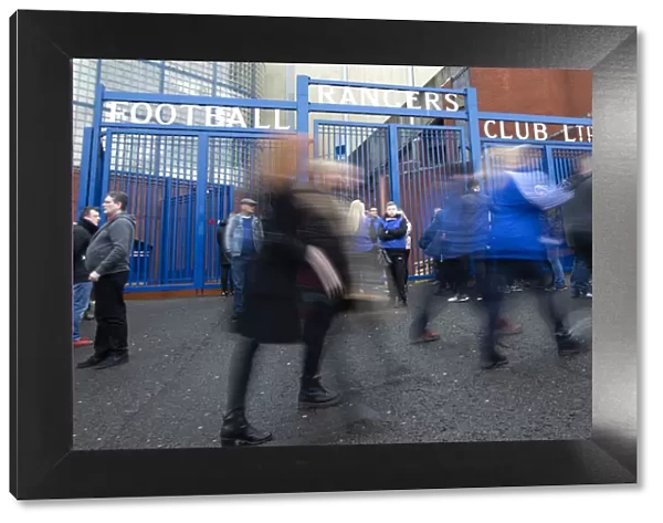 Rangers Fans Gather at Ibrox Stadium for Scottish Premiership Clash against Hibernian (Scottish Cup Champions 2003)