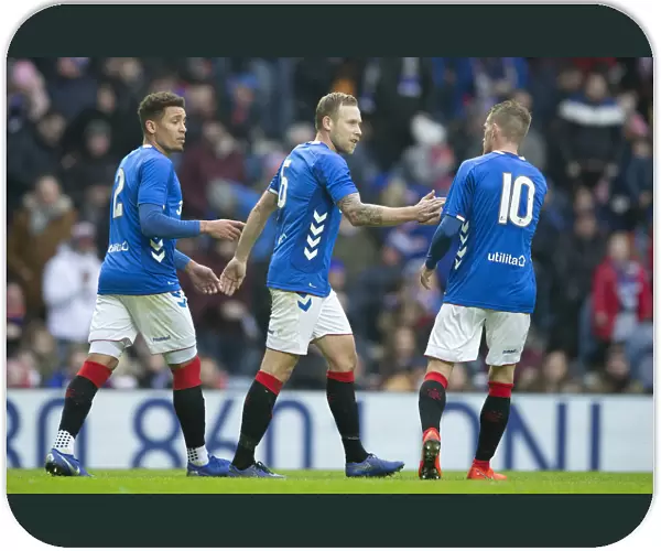 Rangers FC: Scott Arfield and Steven Davis Celebrate Goal in Friendly Against HJK Helsinki at Ibrox Stadium