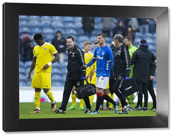Rangers Borna Barisic Receives Treatment: Injury Sidelines Star Player During Rangers vs HJK Helsinki Friendly at Ibrox Stadium
