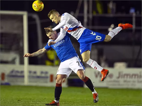 Rangers Steven Davis Leaps Over Cowdenbeath's David Cox in Scottish Cup Fourth Round Clash