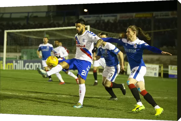 Rangers Daniel Candeias Fends Off Blair Malcolm's Challenge in Scottish Cup Clash at Cowdenbeath