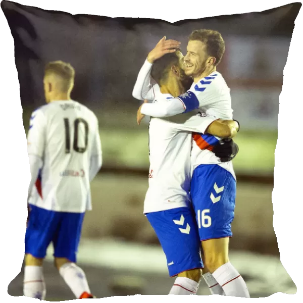 Rangers Andy Halliday and Daniel Candeias Celebrate Goal in Scottish Cup Fourth Round against Cowdenbeath