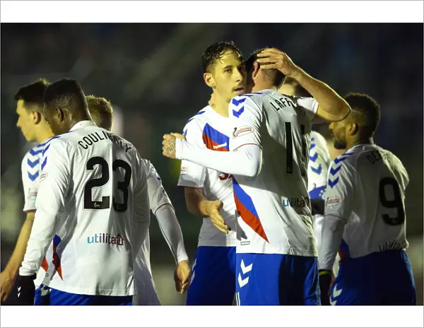 Rangers Kyle Lafferty and Teammates Celebrate Goal in Scottish Cup Fourth Round against Cowdenbeath