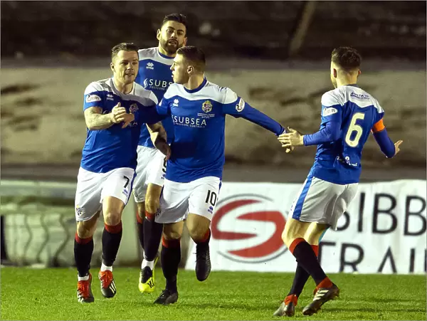 Cowdenbeath's David Cox and Teammates Celebrate Shock Goal Against Rangers in Scottish Cup Fourth Round