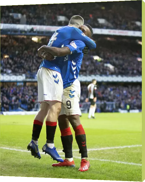 Rangers Ryan Kent and Jermain Defoe Celebrate Goal: Rangers vs St Mirren, Scottish Premiership, Ibrox Stadium