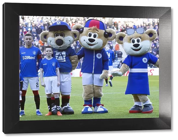 Rangers Football Club: Tavernier and Mascots Lead the Team at Ibrox Stadium (Scottish Premiership: Rangers vs St Mirren, 2023 - Scottish Cup Champions)
