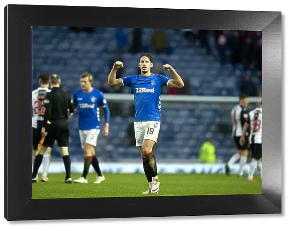 Rangers Nikola Katic: Celebrating Victory Over St. Mirren at Ibrox Stadium (Scottish Premiership)