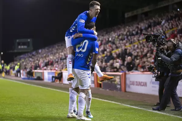 Rangers: Morelos and Jack in Unison - Celebrating a Goal at Pittodrie Stadium