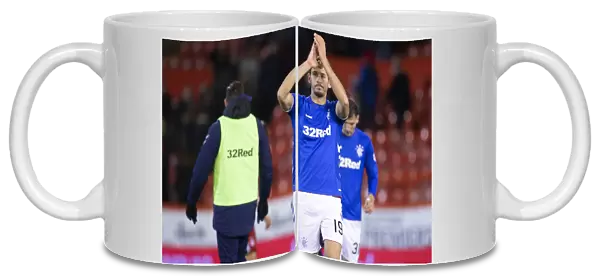 Rangers Nikola Katic Celebrates Scottish Premiership Victory at Pittodrie Stadium