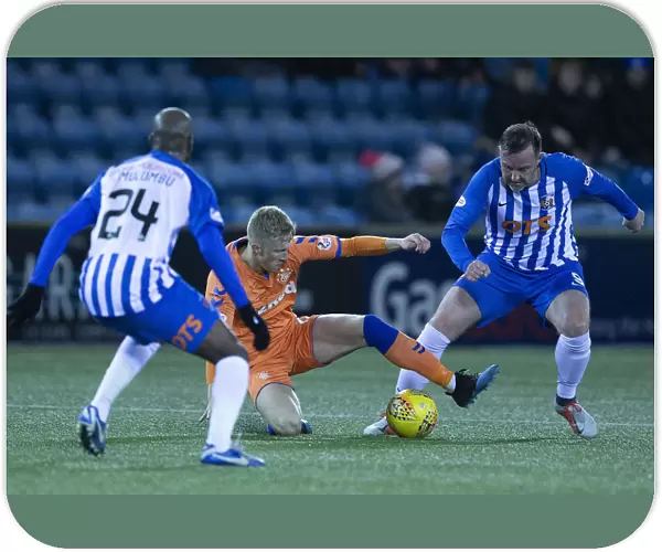 Rangers Ross McCrorie Takes the Ball from Kris Boyd in Fifth Round Scottish Cup Clash at Rugby Park