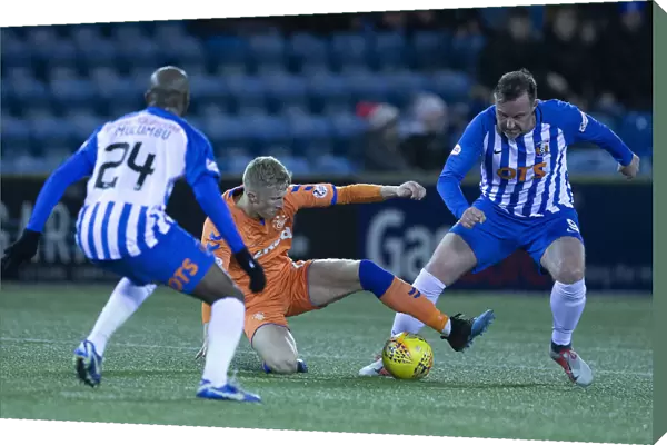 Rangers Ross McCrorie Takes the Ball from Kris Boyd in Fifth Round Scottish Cup Clash at Rugby Park