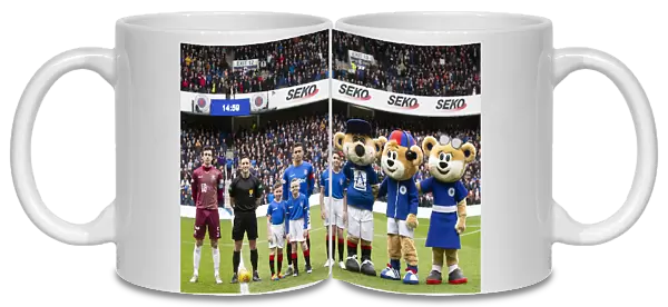Rangers Captain James Tavernier with Scottish Premiership Mascots - Rangers vs St Johnstone at Ibrox Stadium