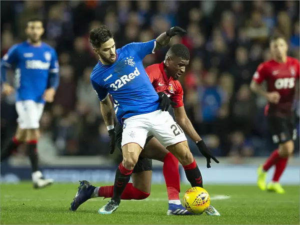 Rangers vs Kilmarnock: Intense Battle for the Ball - Scottish Cup Fifth Round Replay at Ibrox Stadium