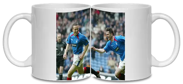 Rangers Football Club: Double Celebration - Gavin Rae and Steven Thompson Rejoice in SPL Victory over Partick Thistle (17 / 04 / 04)
