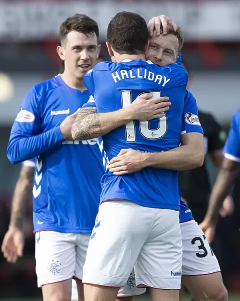 Rangers Scott Arfield and Andy Halliday Celebrate Goal in Scottish Premiership Match vs. Hamilton Academical