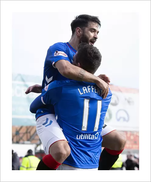 Rangers Kyle Lafferty and Daniel Candeias Celebrate Goal in Scottish Premiership Match vs. Hamilton Academical
