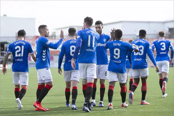 Rangers Kyle Lafferty and Teamsmates Celebrate Goal Victory at Hamilton's Hope Central Business District Stadium